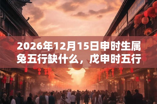 2026年12月15日申时生属兔五行缺什么，戊申时五行缺什么
