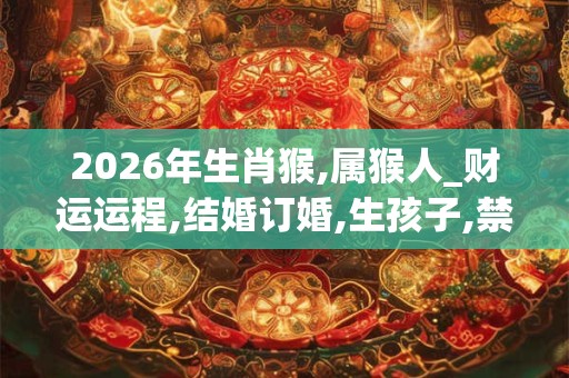 2026年生肖猴,属猴人_财运运程,结婚订婚,生孩子,禁忌宜忌