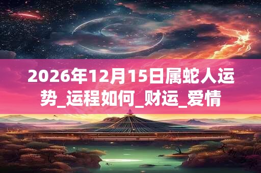 2026年12月15日属蛇人运势_运程如何_财运_爱情 2026年12月15日属蛇人运势_运程如何_财运_爱情