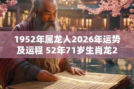 1952年属龙人2026年运势及运程 52年71岁生肖龙2026年每月运势 1952年属龙人2026年运势及运程 52年71岁生肖龙2026年每月运势