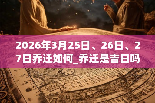 2026年3月25日、26日、27日乔迁如何_乔迁是吉日吗
