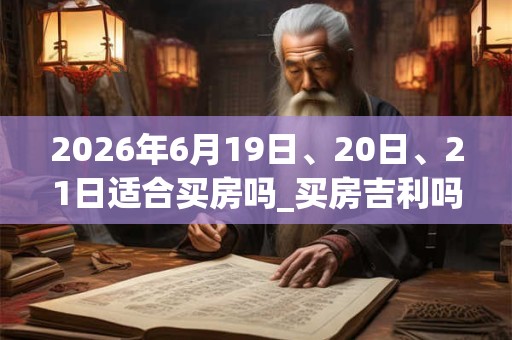 2026年6月19日、20日、21日适合买房吗_买房吉利吗