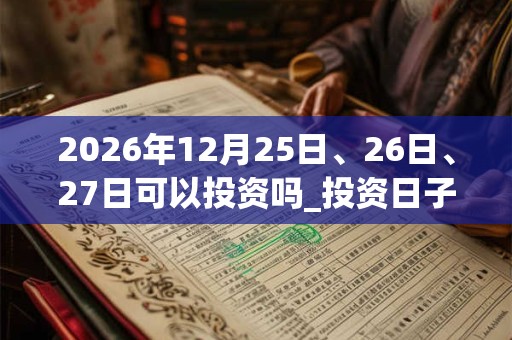 2026年12月25日、26日、27日可以投资吗_投资日子好吗