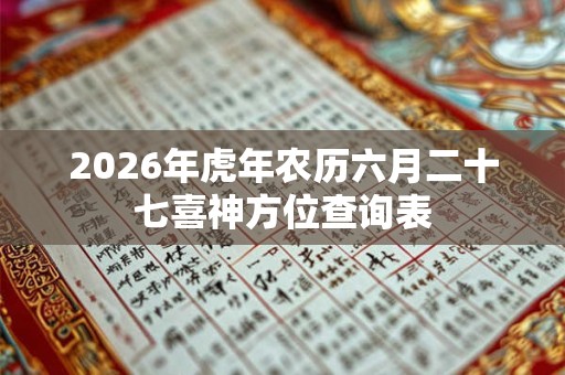 2026年虎年农历六月二十七喜神方位查询表