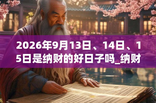 2026年9月13日、14日、15日是纳财的好日子吗_纳财可以吗