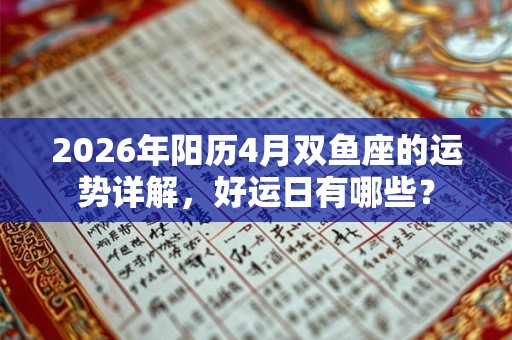 2026年阳历4月双鱼座的运势详解，好运日有哪些？