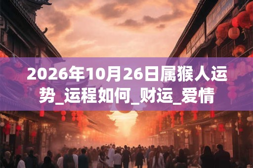 2026年10月26日属猴人运势_运程如何_财运_爱情