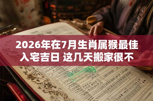 2026年在7月生肖属猴最佳入宅吉日 这几天搬家很不错