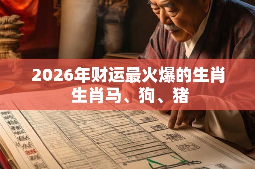 2026年财运最火爆的生肖 生肖马、狗、猪