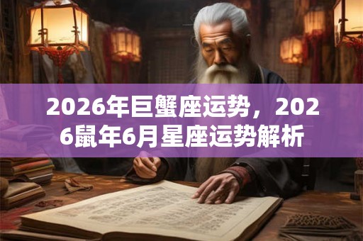 2026年巨蟹座运势，2026鼠年6月星座运势解析