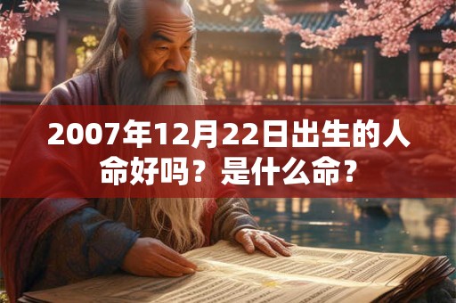 2007年12月22日出生的人命好吗？是什么命？