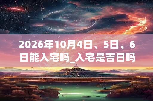 2026年10月4日、5日、6日能入宅吗_入宅是吉日吗