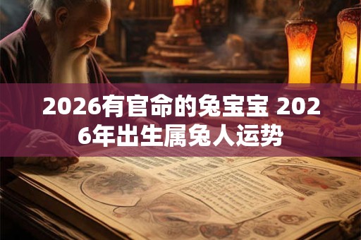 2026有官命的兔宝宝 2026年出生属兔人运势