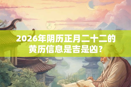 2026年阴历正月二十二的黄历信息是吉是凶? 2026年阴历正月二十二的黄历信息是吉是凶?