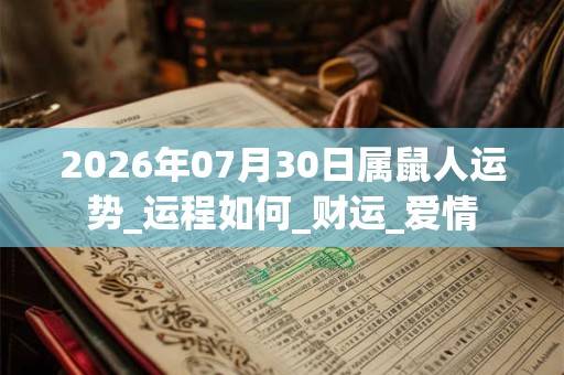 2026年07月30日属鼠人运势_运程如何_财运_爱情