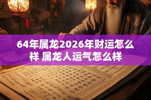 64年属龙2026年财运怎么样 属龙人运气怎么样 64年属龙2026年财运怎么样 属龙人运气怎么样