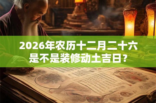 2026年农历十二月二十六是不是装修动土吉日？