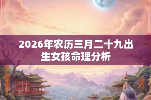 2026年农历三月二十九出生女孩命理分析 2026年农历三月二十九出生女孩命理分析
