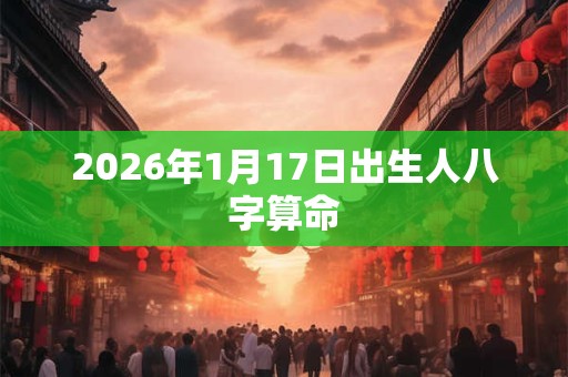 2026年1月17日出生人八字算命