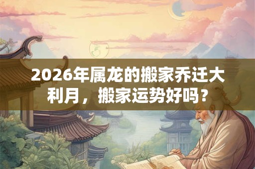 2026年属龙的搬家乔迁大利月，搬家运势好吗？