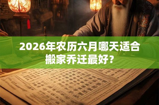 2026年农历六月哪天适合搬家乔迁最好? 2026年农历六月哪天适合搬家乔迁最好?