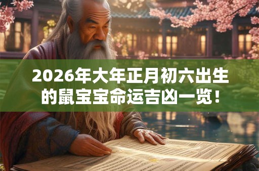 2026年大年正月初六出生的鼠宝宝命运吉凶一览！