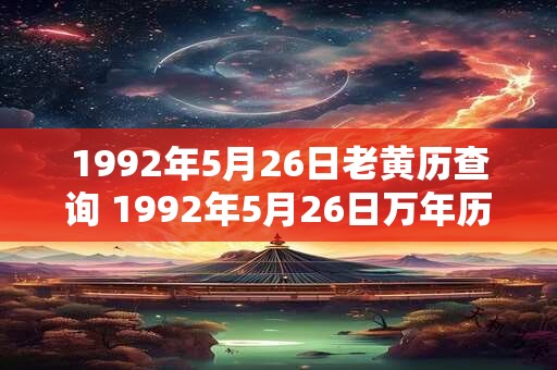 1992年5月26日老黄历查询 1992年5月26日万年历黄道吉日 1992年5月26日老黄历查询 1992年5月26日万年历黄道吉日