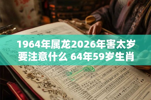 1964年属龙2026年害太岁要注意什么 64年59岁生肖龙逢兔年运势如何 1964年属龙2026年害太岁要注意什么 64年59岁生肖龙逢兔年运势如何