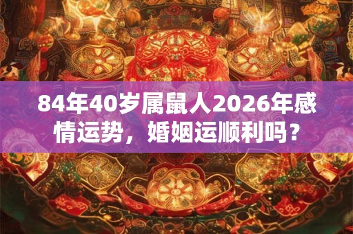 84年40岁属鼠人2026年感情运势，婚姻运顺利吗？