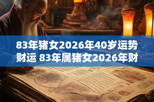 83年猪女2026年40岁运势财运 83年属猪女2026年财运好吗