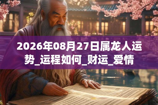2026年08月27日属龙人运势_运程如何_财运_爱情