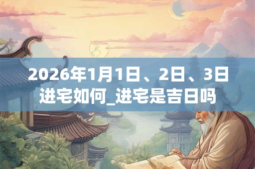 2026年1月1日、2日、3日进宅如何_进宅是吉日吗