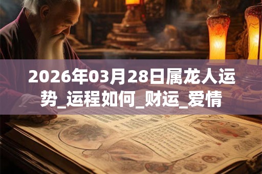 2026年03月28日属龙人运势_运程如何_财运_爱情