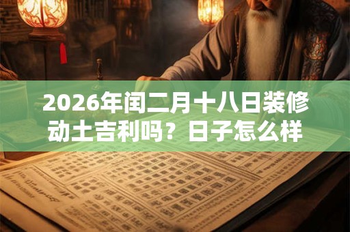 2026年闰二月十八日装修动土吉利吗?日子怎么样 2026年闰二月十八日装修动土吉利吗?日子怎么样