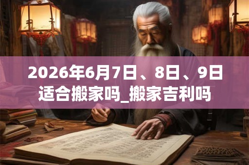 2026年6月7日、8日、9日适合搬家吗_搬家吉利吗