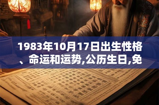1983年10月17日出生性格、命运和运势,公历生日,免费算命