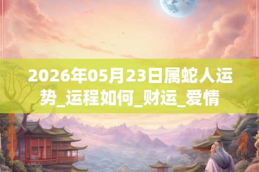 2026年05月23日属蛇人运势_运程如何_财运_爱情 2026年05月23日属蛇人运势_运程如何_财运_爱情