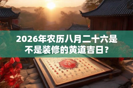 2026年农历八月二十六是不是装修的黄道吉日？