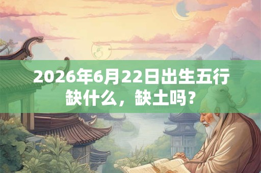 2026年6月22日出生五行缺什么，缺土吗？