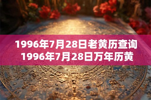 1996年7月28日老黄历查询 1996年7月28日万年历黄道吉日