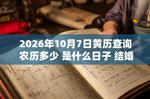 2026年10月7日黄历查询 农历多少 是什么日子 结婚吉时 2026年10月7日黄历查询 农历多少 是什么日子 结婚吉时