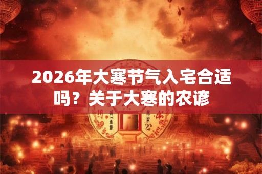 2026年大寒节气入宅合适吗？关于大寒的农谚