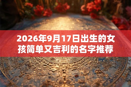 2026年9月17日出生的女孩简单又吉利的名字推荐