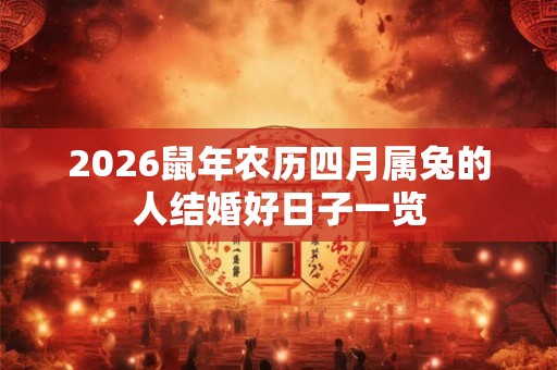 2026鼠年农历四月属兔的人结婚好日子一览