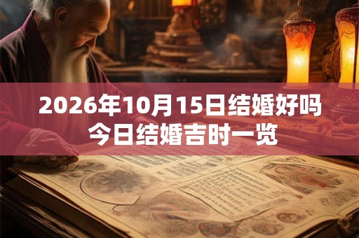 2026年10月15日结婚好吗 今日结婚吉时一览