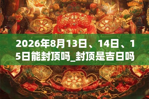 2026年8月13日、14日、15日能封顶吗_封顶是吉日吗 2026年8月13日、14日、15日能封顶吗_封顶是吉日吗