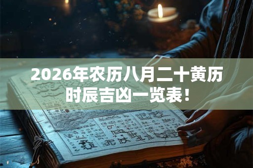 2026年农历八月二十黄历时辰吉凶一览表！