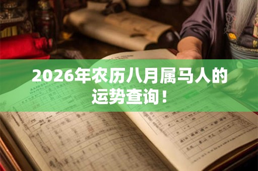 2026年农历八月属马人的运势查询！