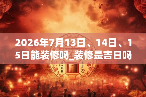 2026年7月13日、14日、15日能装修吗_装修是吉日吗 2026年7月13日、14日、15日能装修吗_装修是吉日吗
