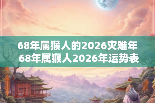 68年属猴人的2026灾难年 68年属猴人2026年运势表现